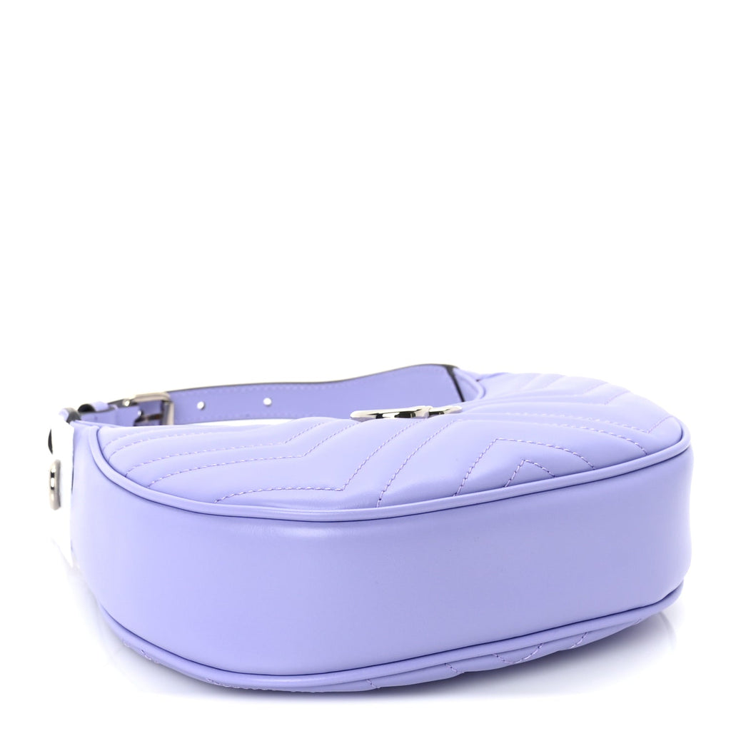 Gucci Calfskin Matelasse Mini GG Marmont Half Moon Hobo  Lapis
