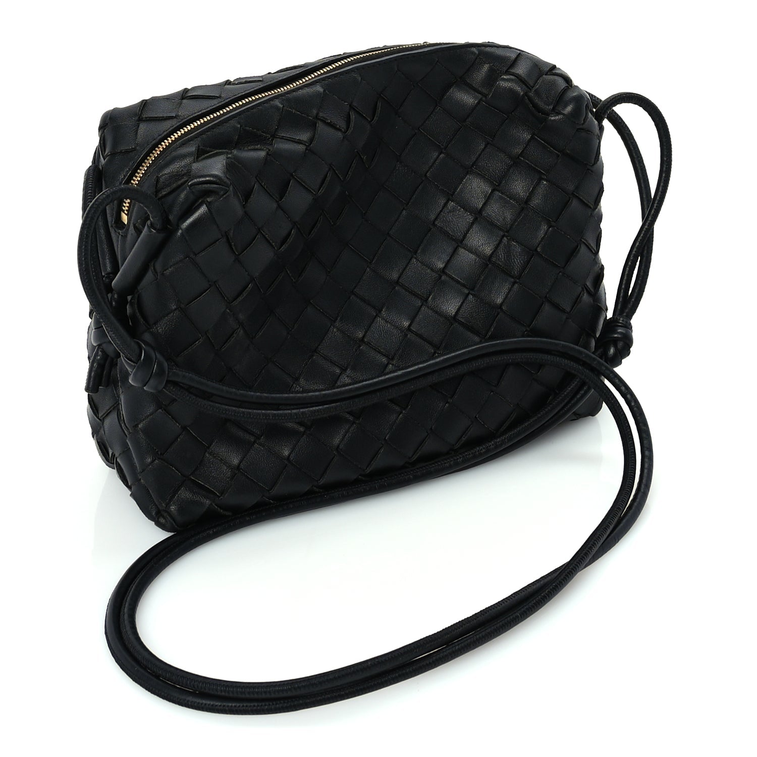 Bottega Veneta Nappa Intrecciato Medium Loop Camera Bag Black