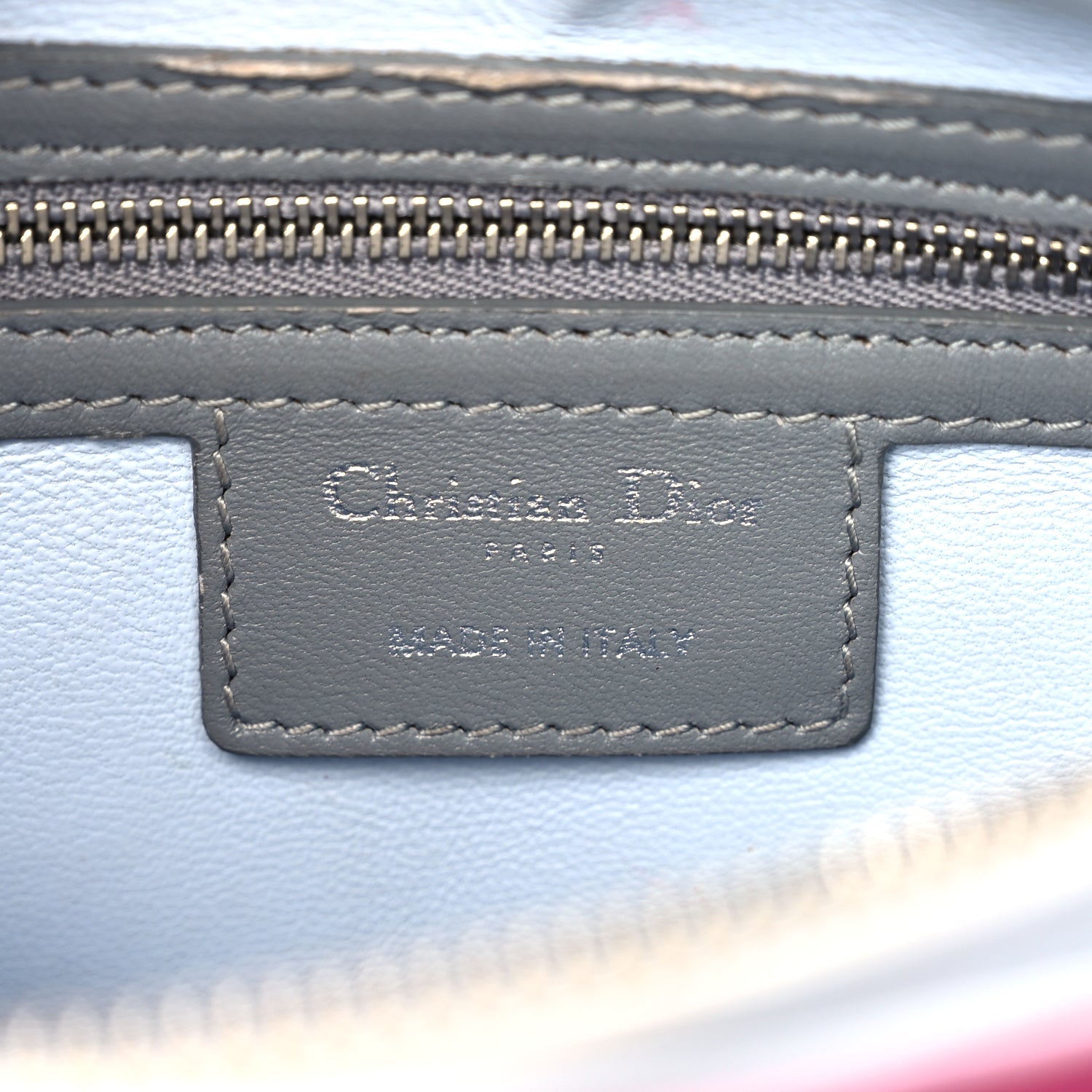 Christian Dior Lambskin Cannage Medium Tri-Color Lady Dior Fuchsia Grey Light Blue