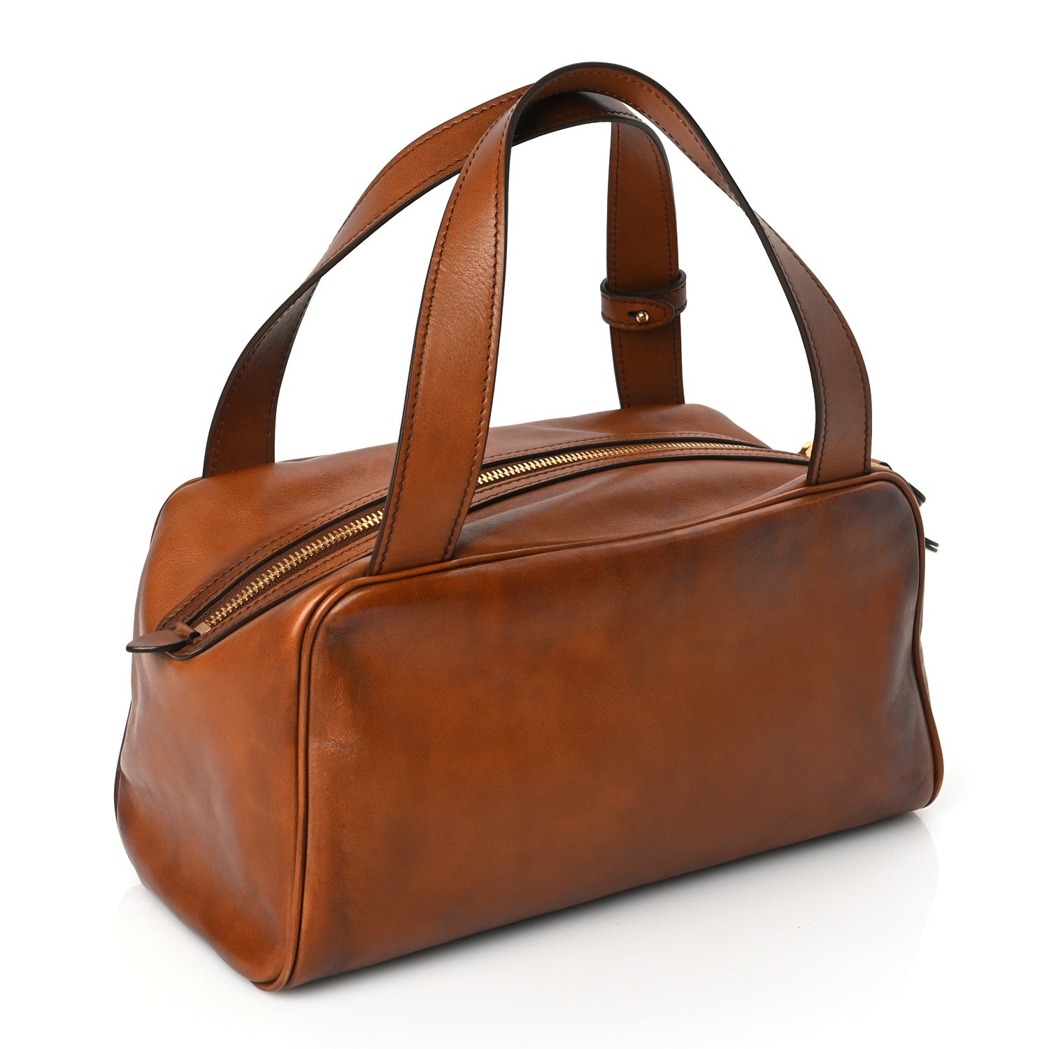 Miu Miu Calfskin Top Handle Bag Cognac