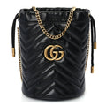 Gucci Calfskin Matelasse Mini GG Marmont 2.0 Bucket Bag Black