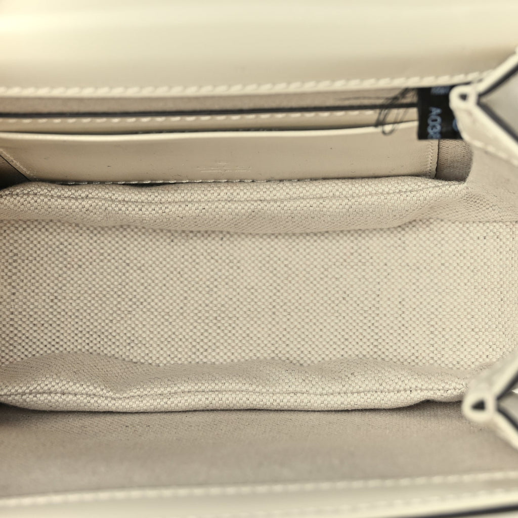Gucci Boarded Dyana Lux Calfskin Web Mini Bamboo 1947 Top Handle Bag Mystic White