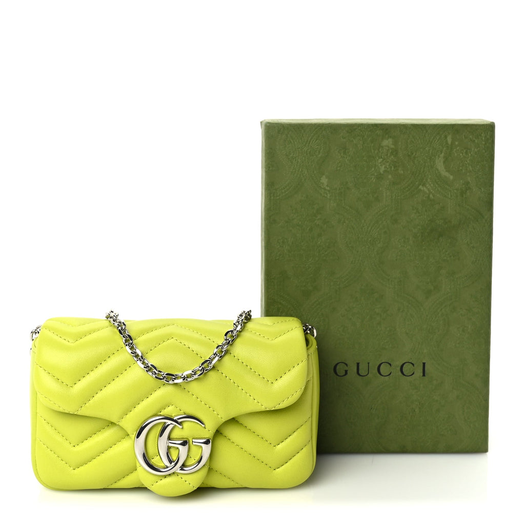 Gucci Lambskin Matelasse Mini GG Marmont Shoulder Bag  Firefly