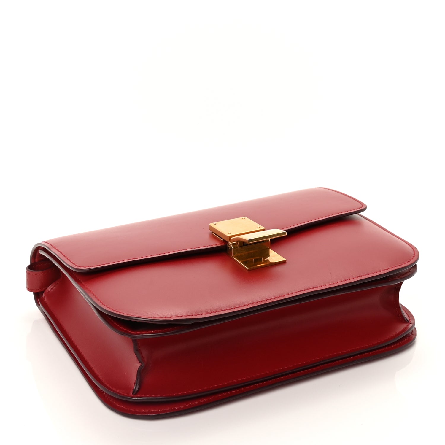 Celine Box Calfskin Medium Classic Box Flap Bag Red