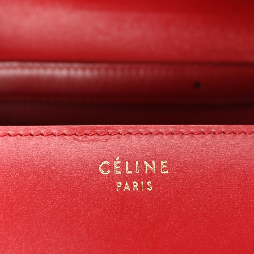 Celine Box Calfskin Medium Classic Box Flap Bag Red