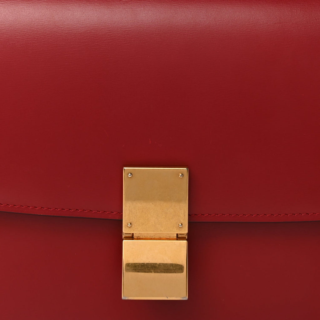 Celine Box Calfskin Medium Classic Box Flap Bag Red