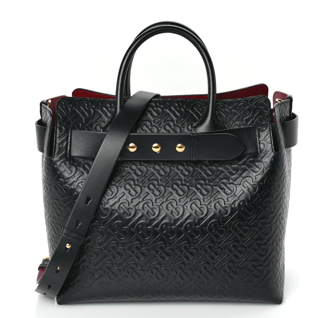 Burberry Calfskin Embossed Monogram Medium Belt Bag  Black