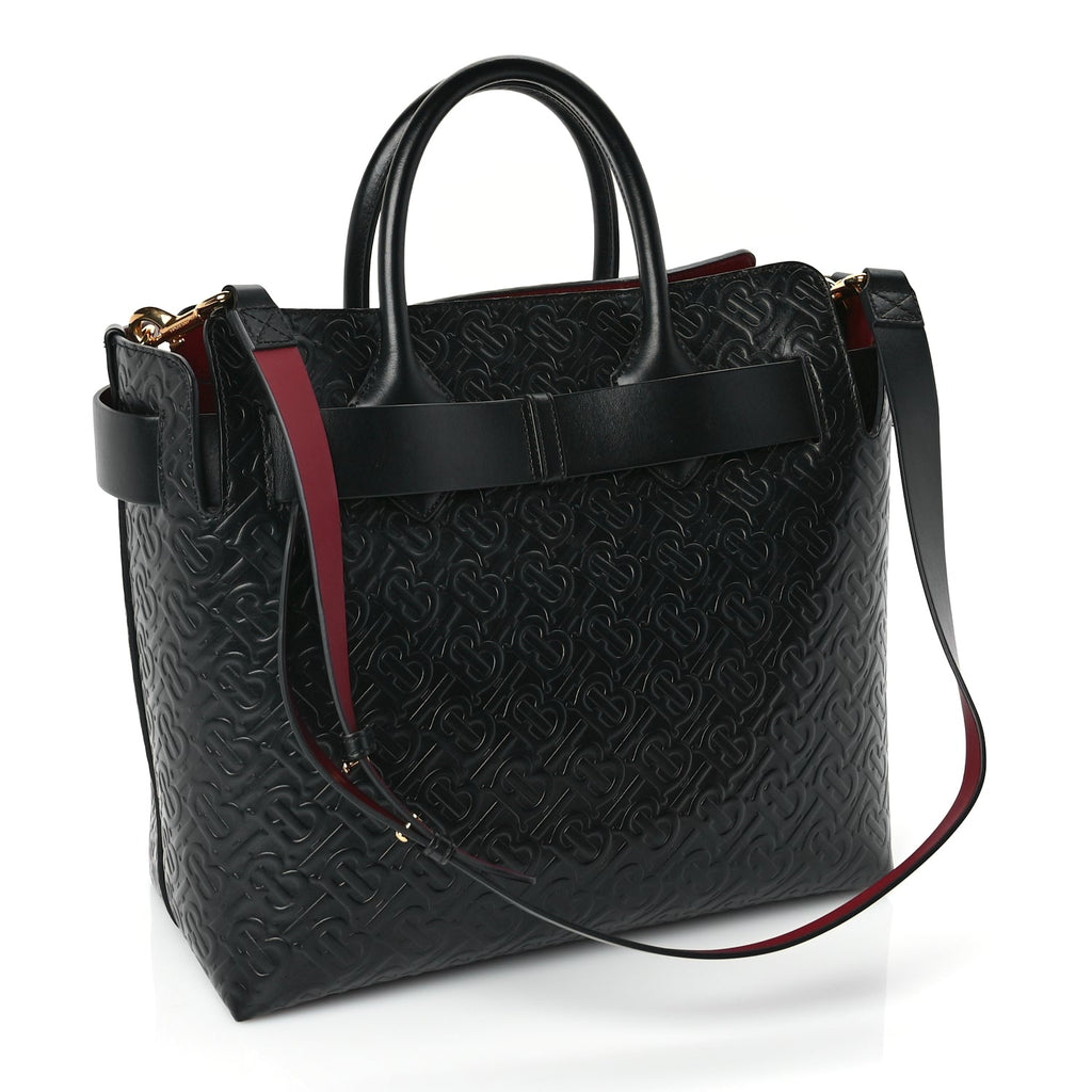 Burberry Calfskin Embossed Monogram Medium Belt Bag  Black