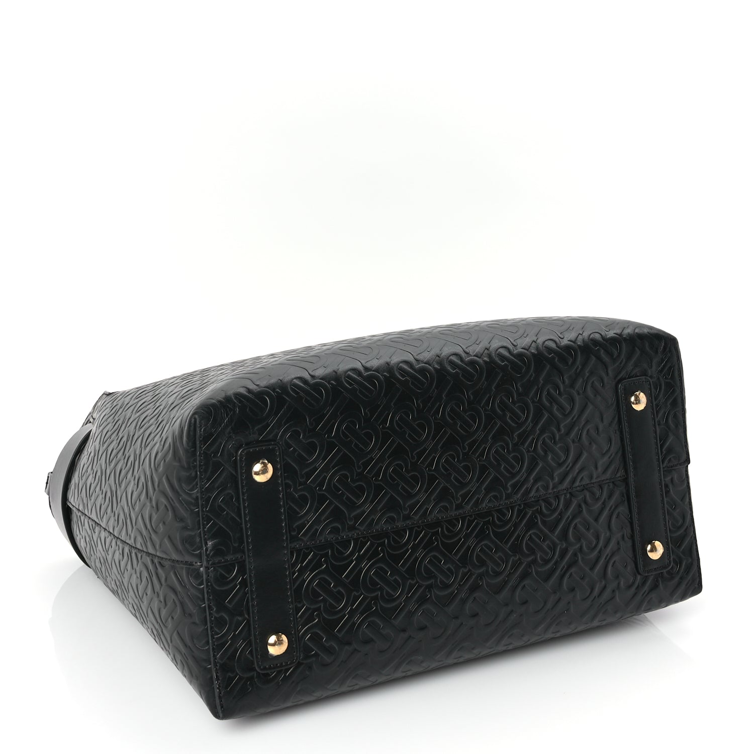 Burberry Calfskin Embossed Monogram Medium Belt Bag  Black