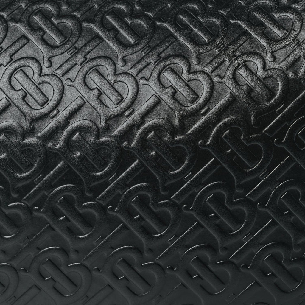 Burberry Calfskin Embossed Monogram Medium Belt Bag  Black