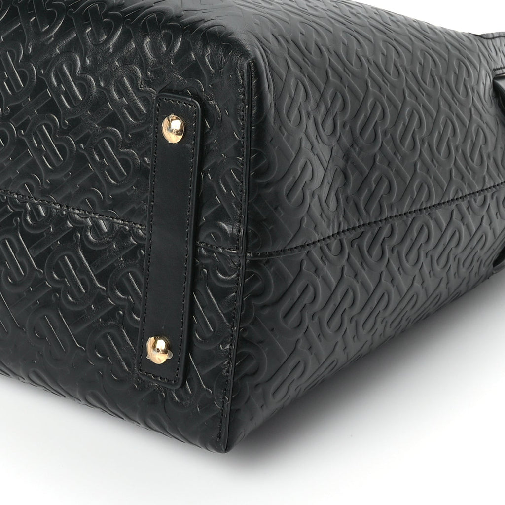 Burberry Calfskin Embossed Monogram Medium Belt Bag  Black