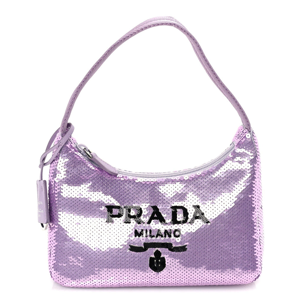 Prada Paillettes Sequin Mini Re-Edition 2000 Bag Lilium Black