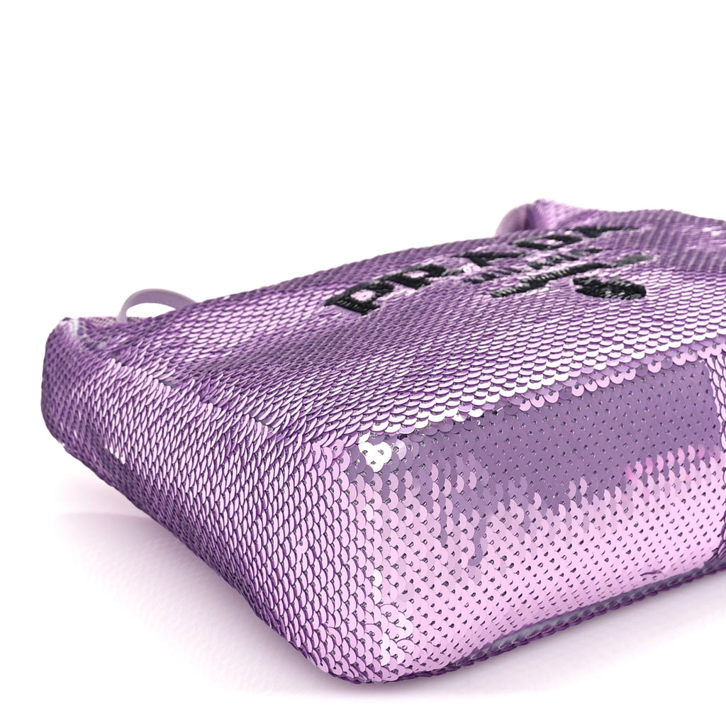 Prada Paillettes Sequin Mini Re-Edition 2000 Bag Lilium Black