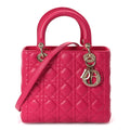 Christian Dior Lambskin Cannage Medium Lady Dior  Fuchsia