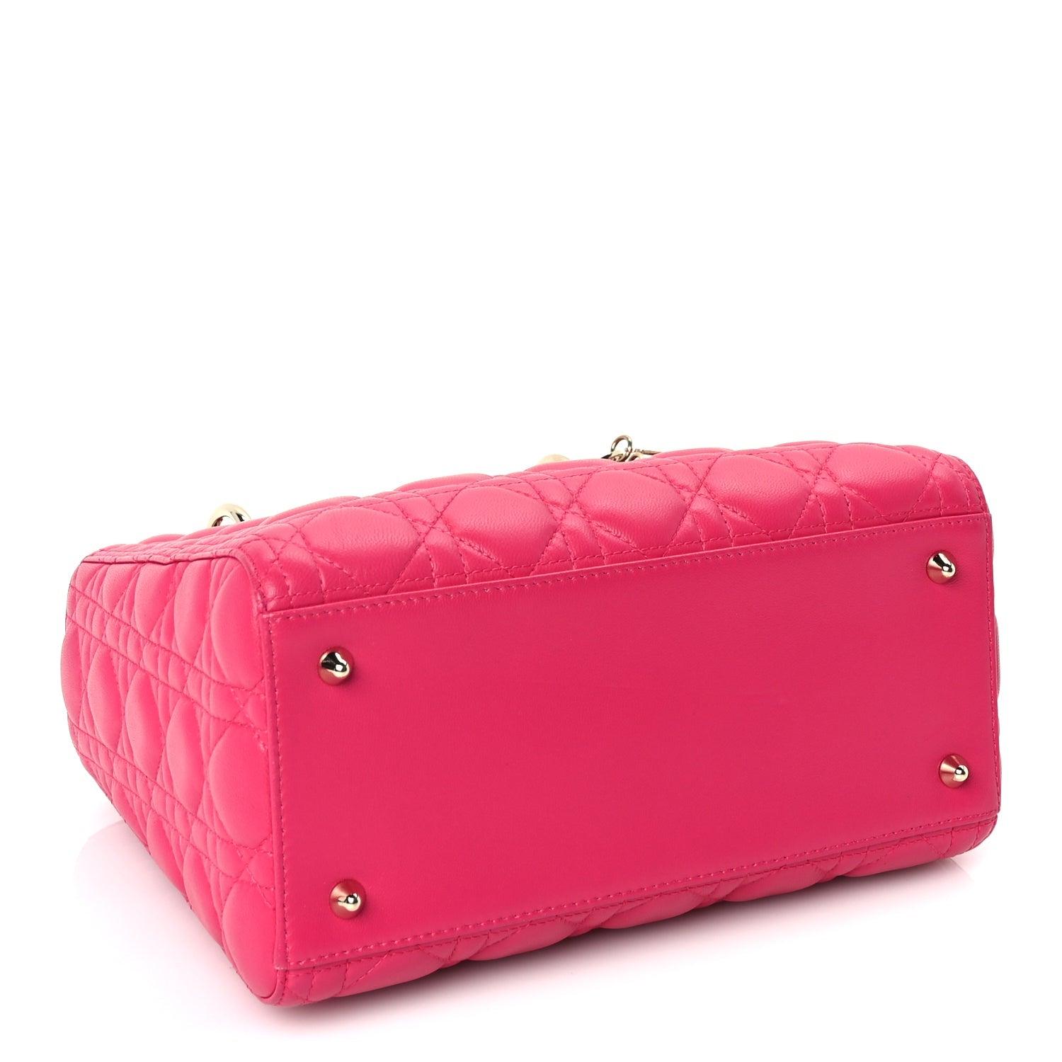 Christian Dior Lambskin Cannage Medium Lady Dior  Fuchsia