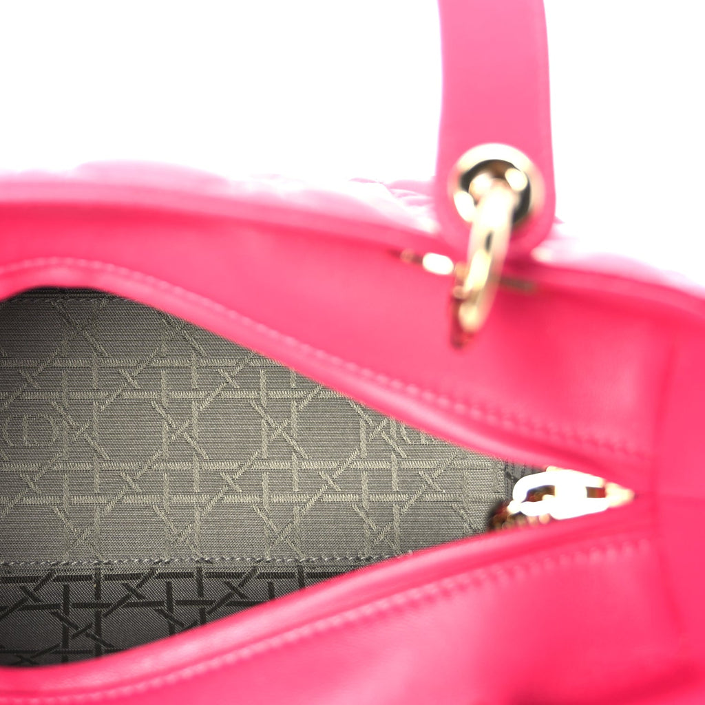 Christian Dior Lambskin Cannage Medium Lady Dior  Fuchsia