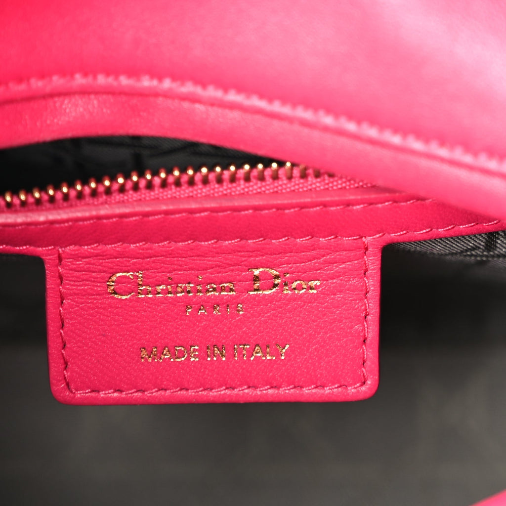 Christian Dior Lambskin Cannage Medium Lady Dior  Fuchsia