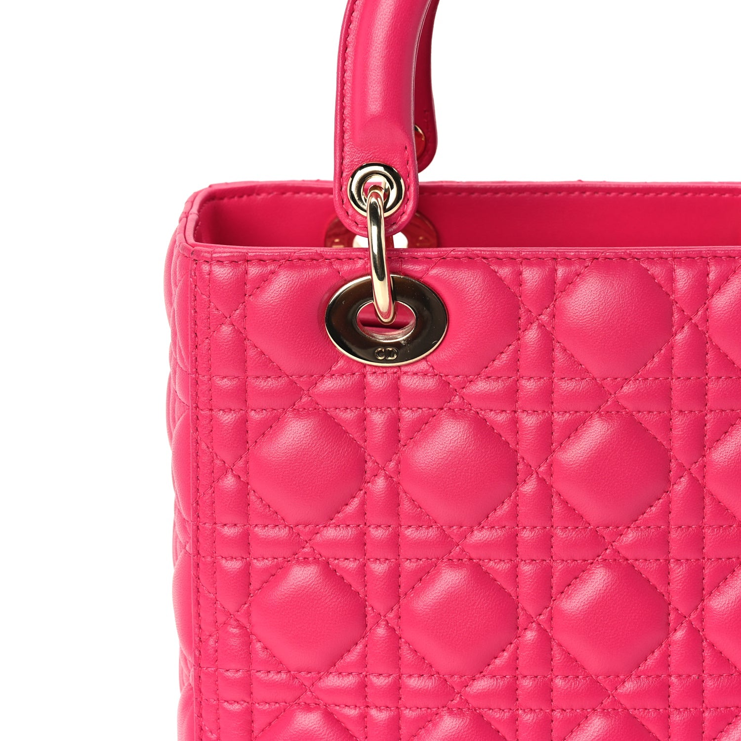 Christian Dior Lambskin Cannage Medium Lady Dior  Fuchsia