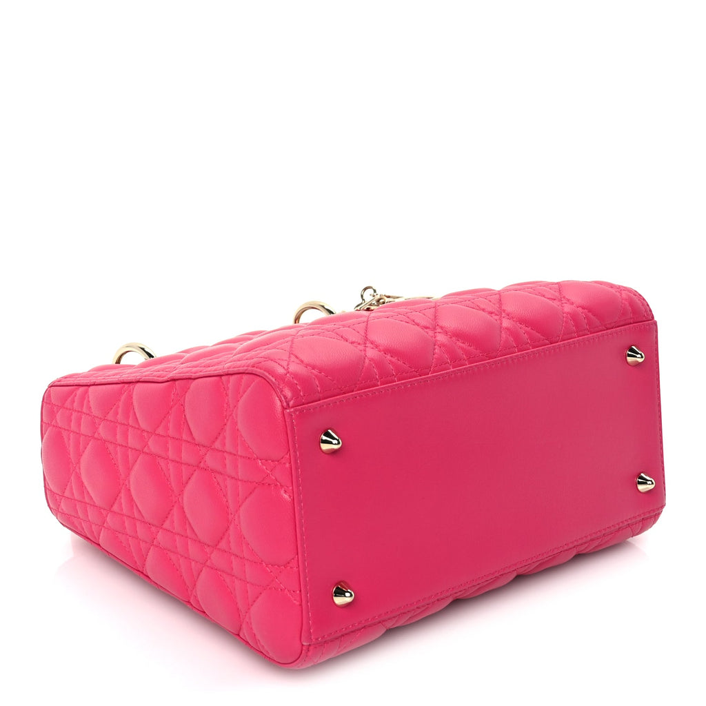 Christian Dior Lambskin Cannage Medium Lady Dior  Fuchsia