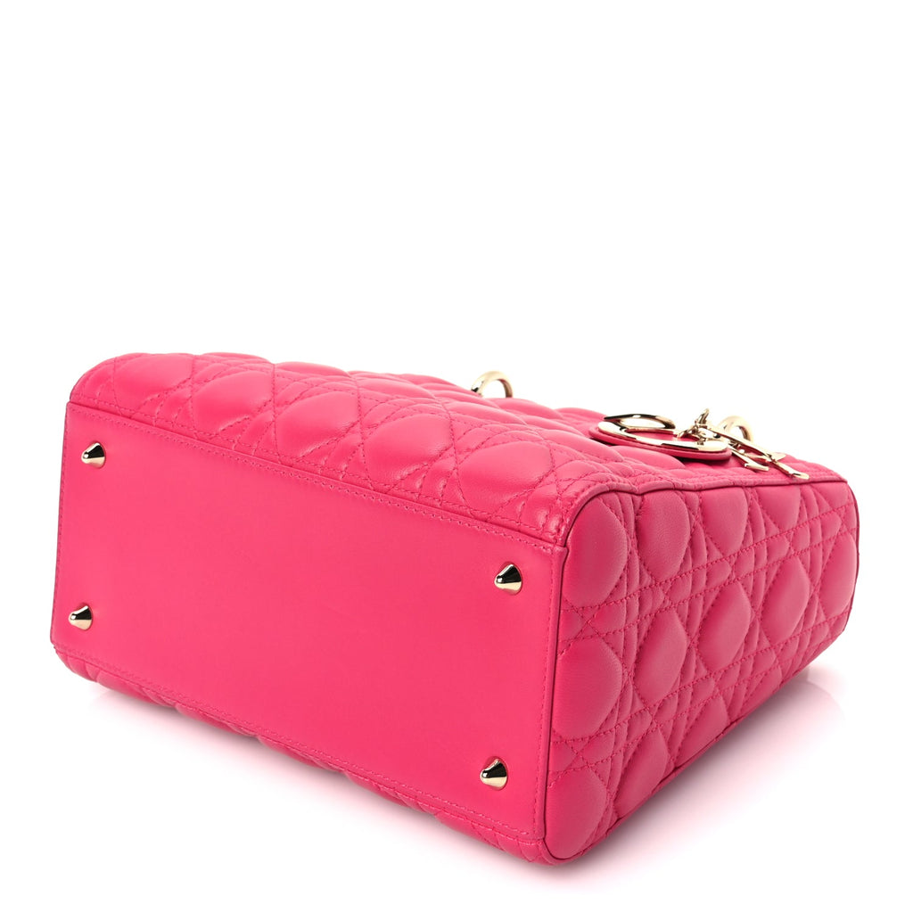 Christian Dior Lambskin Cannage Medium Lady Dior  Fuchsia