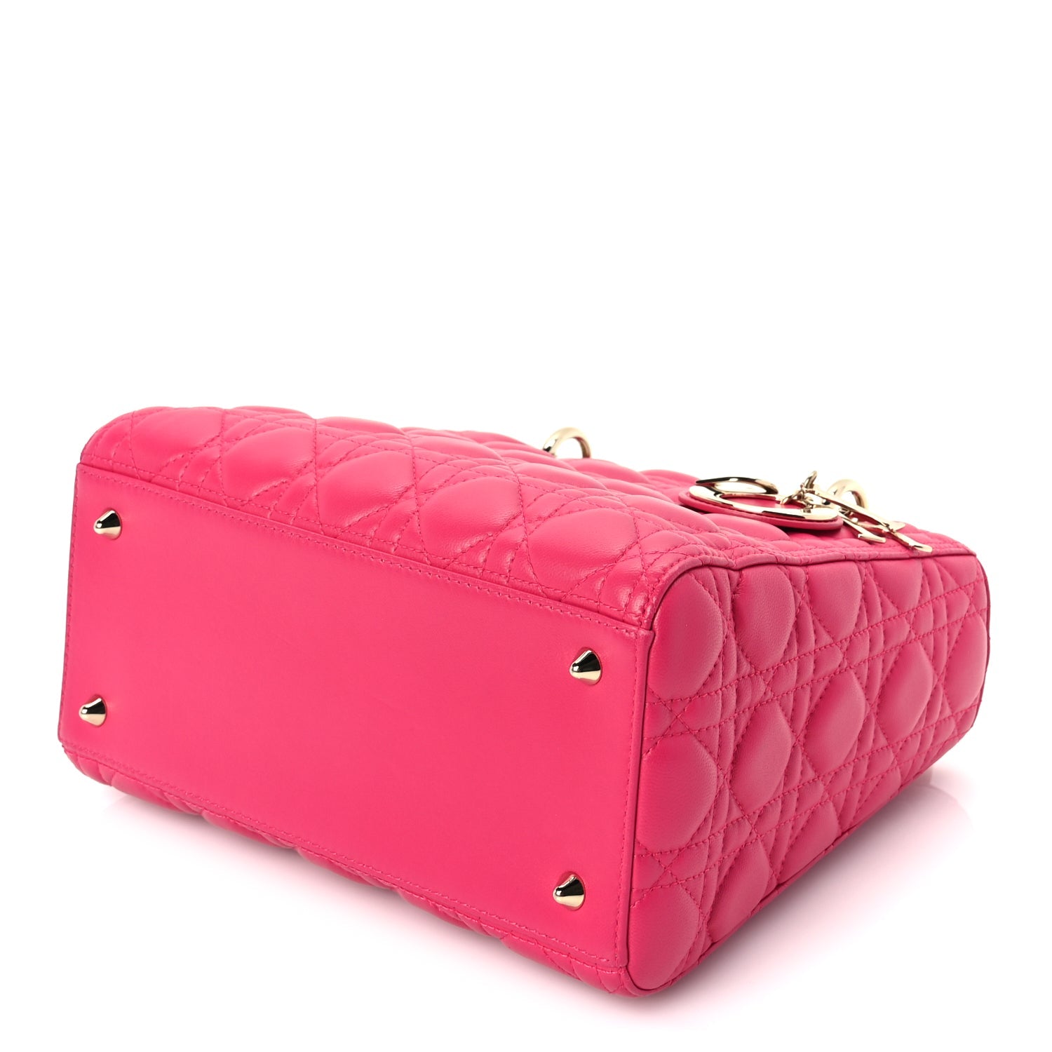 Christian Dior Lambskin Cannage Medium Lady Dior  Fuchsia