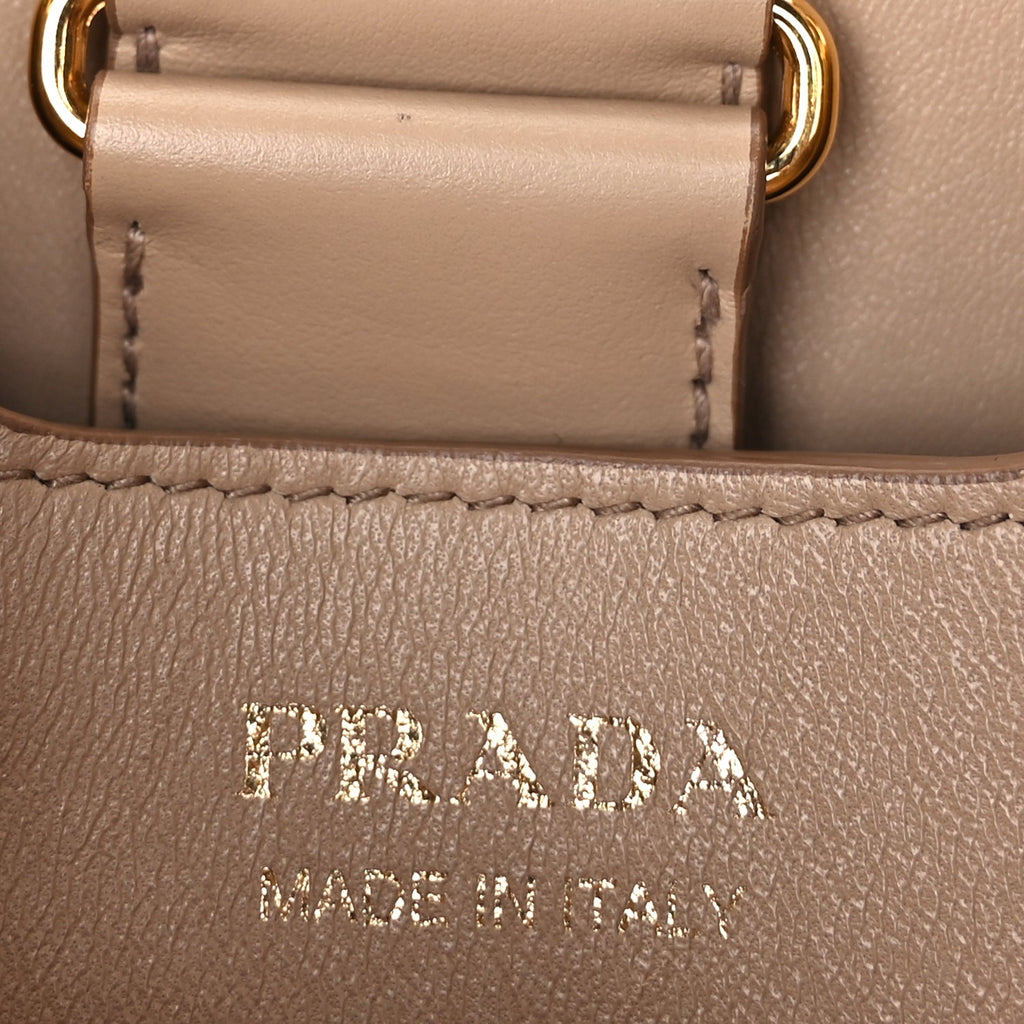 Prada Saffiano Cuir Calfskin Small Panier Bucket Bag Cipria