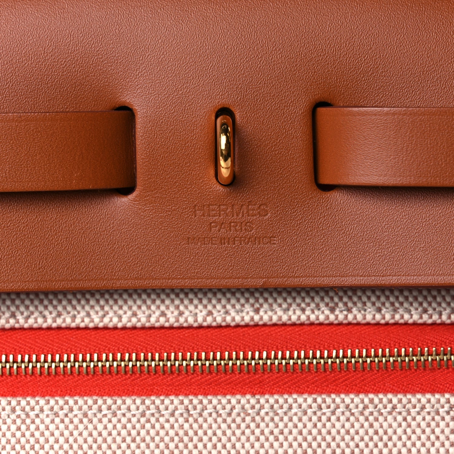 Hermes Toile H Berline Vache Hunter Herbag Zip 31 PM Orange Mecano Fauve