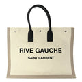 Saint Laurent Linen Calfskin Rive Gauche Tote Optic White