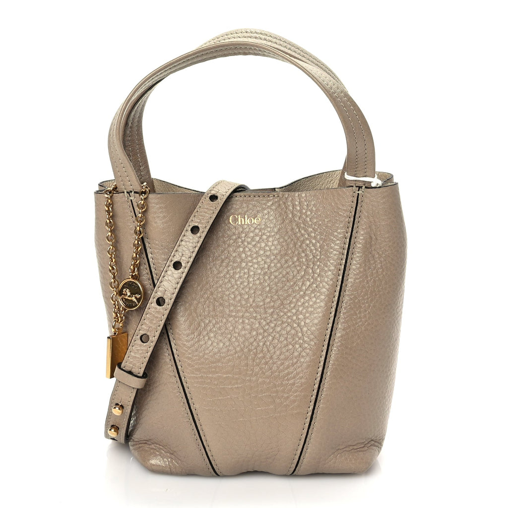 Chloe Grained Calfskin Small Spin Tote Boyish Brown