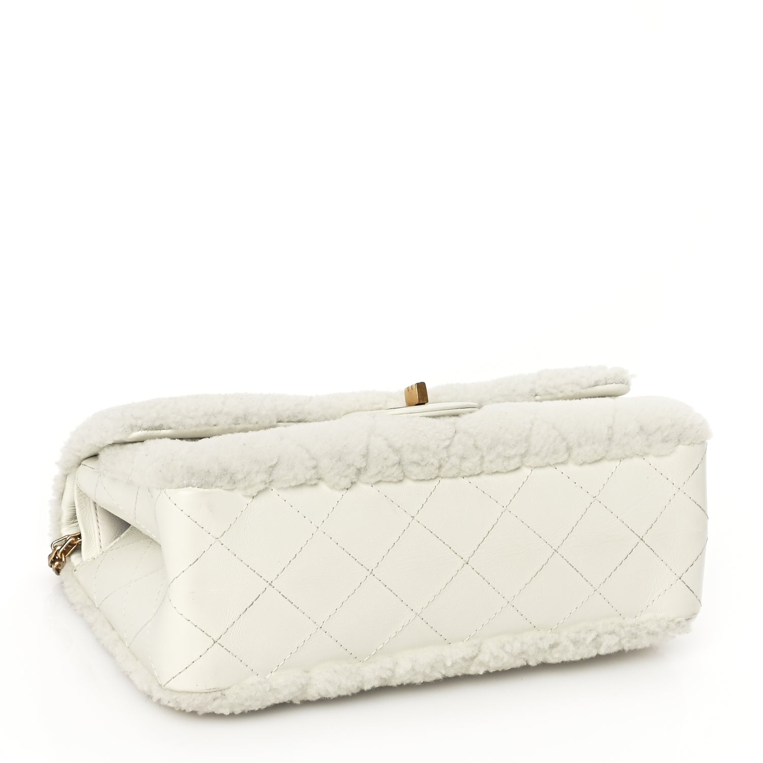 Chanel Shearling Lambskin Aged Calfskin Quilted 2.55 Reissue 225 Flap White
