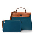 Hermes Toile Officier Vache Hunter Herbag Zip PM 31 Bleu Izmir Fauve