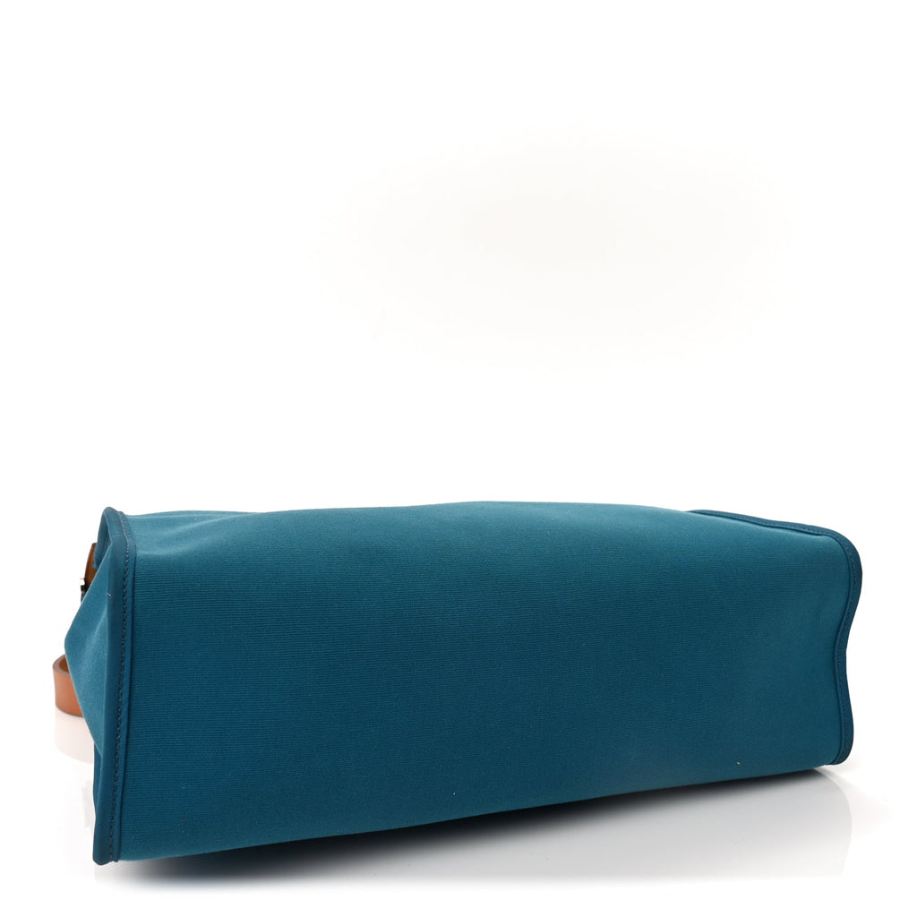 Hermes Toile Officier Vache Hunter Herbag Zip PM 31 Bleu Izmir Fauve