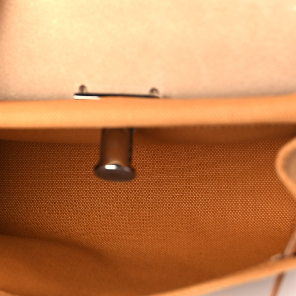 Hermes Military Toile Vache Hunter Herbag Zip Retourne 20 Naturel Sable