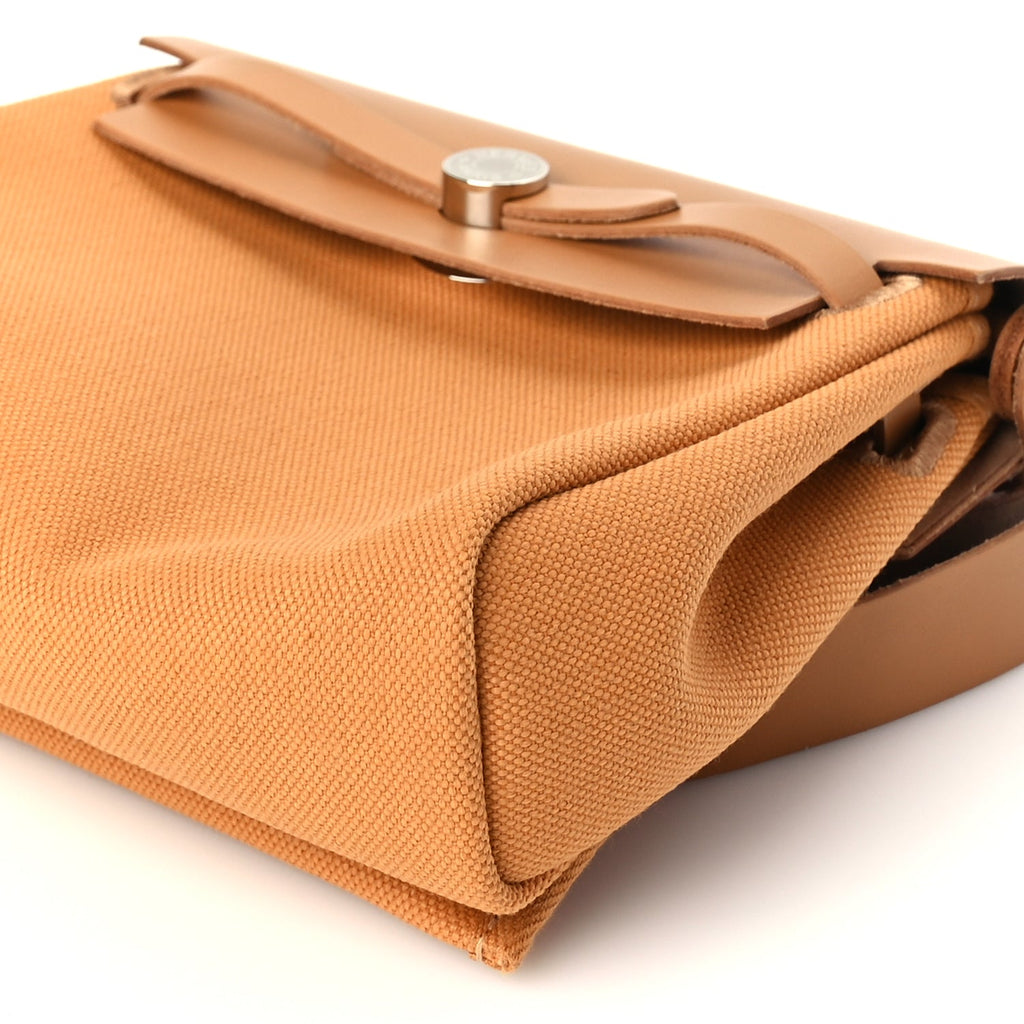 Hermes Military Toile Vache Hunter Herbag Zip Retourne 20 Naturel Sable