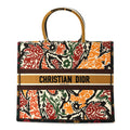 Christian Dior Canvas Embroidered Large Paisley Book Tote Multicolor