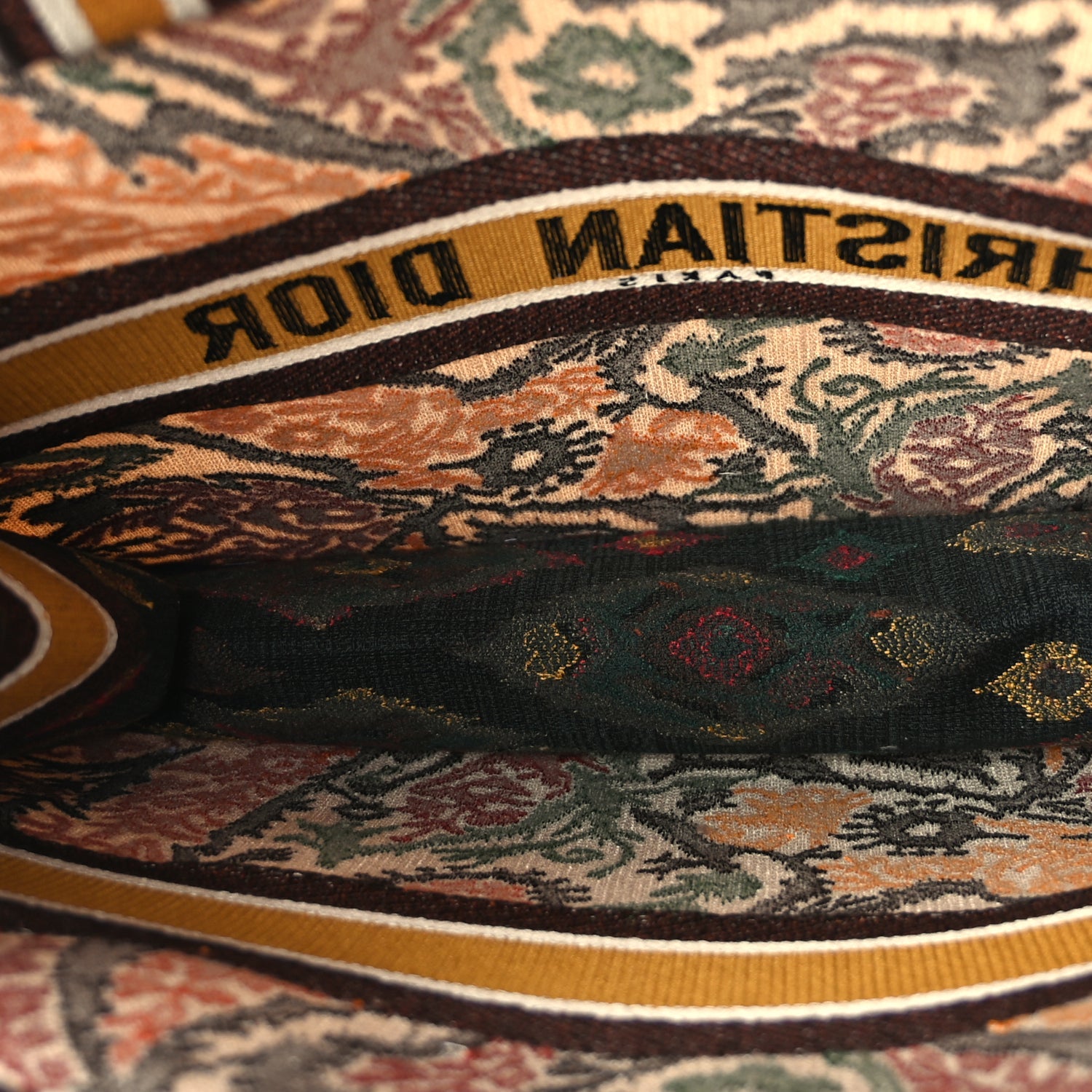 Christian Dior Canvas Embroidered Large Paisley Book Tote Multicolor