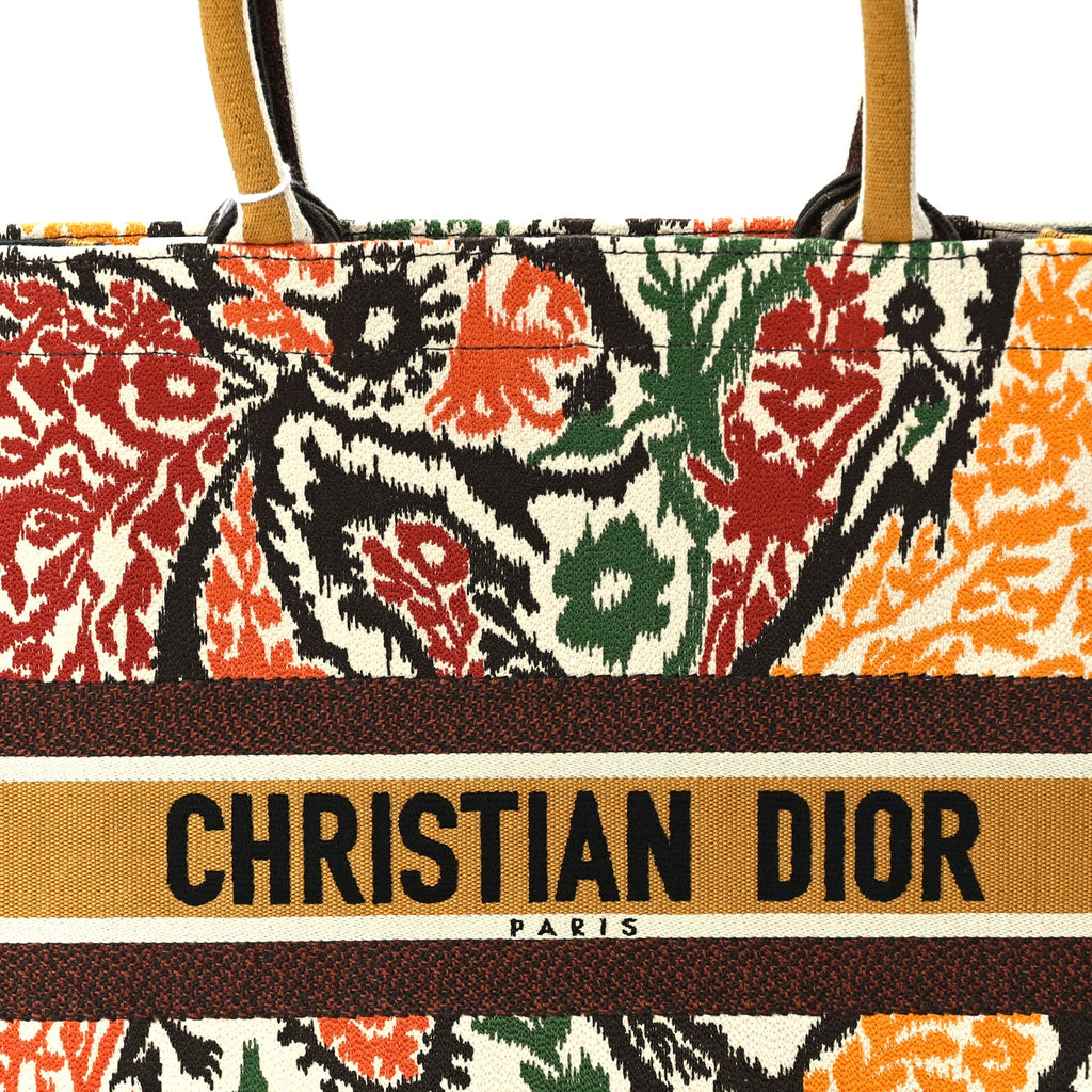 Christian Dior Canvas Embroidered Large Paisley Book Tote Multicolor