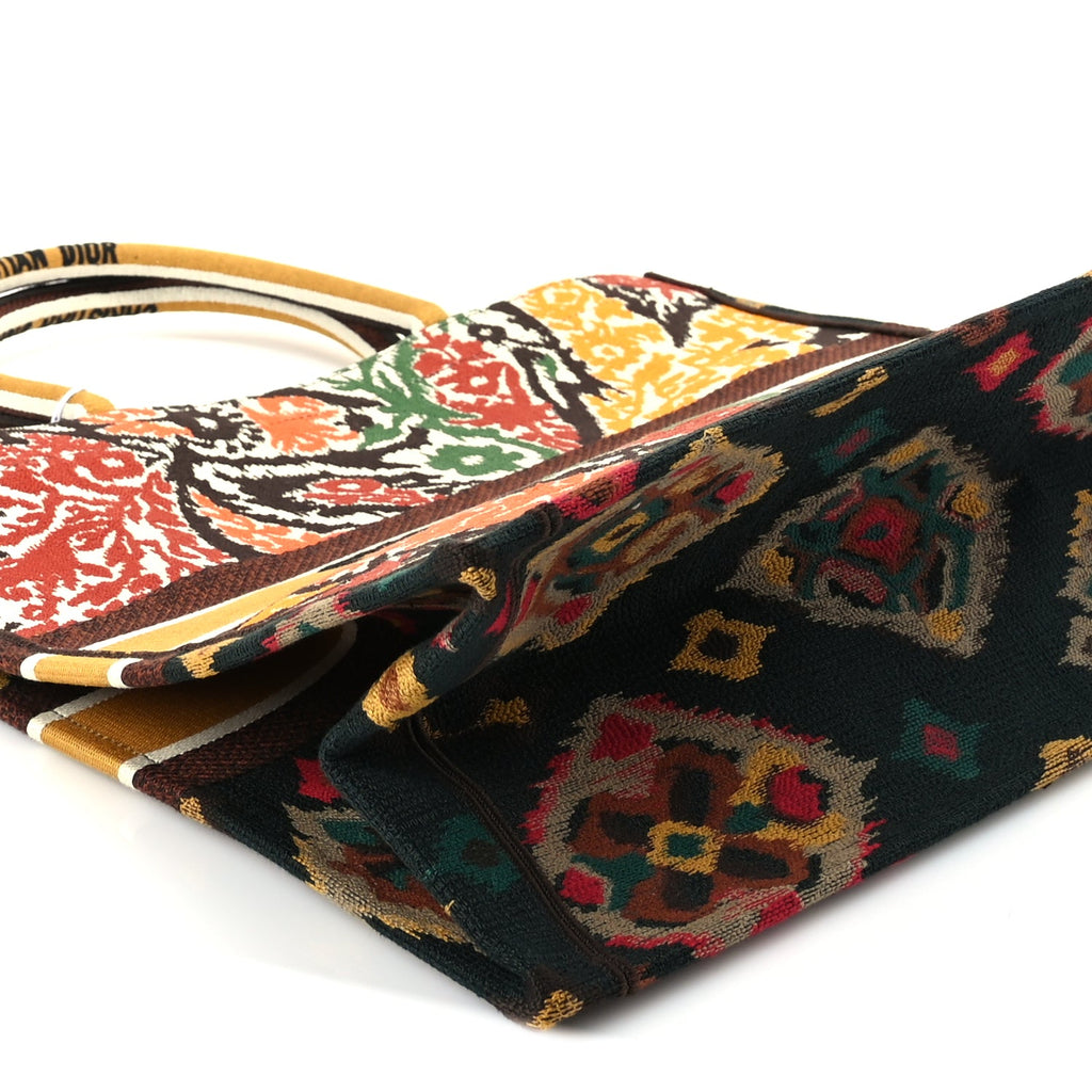 Christian Dior Canvas Embroidered Large Paisley Book Tote Multicolor