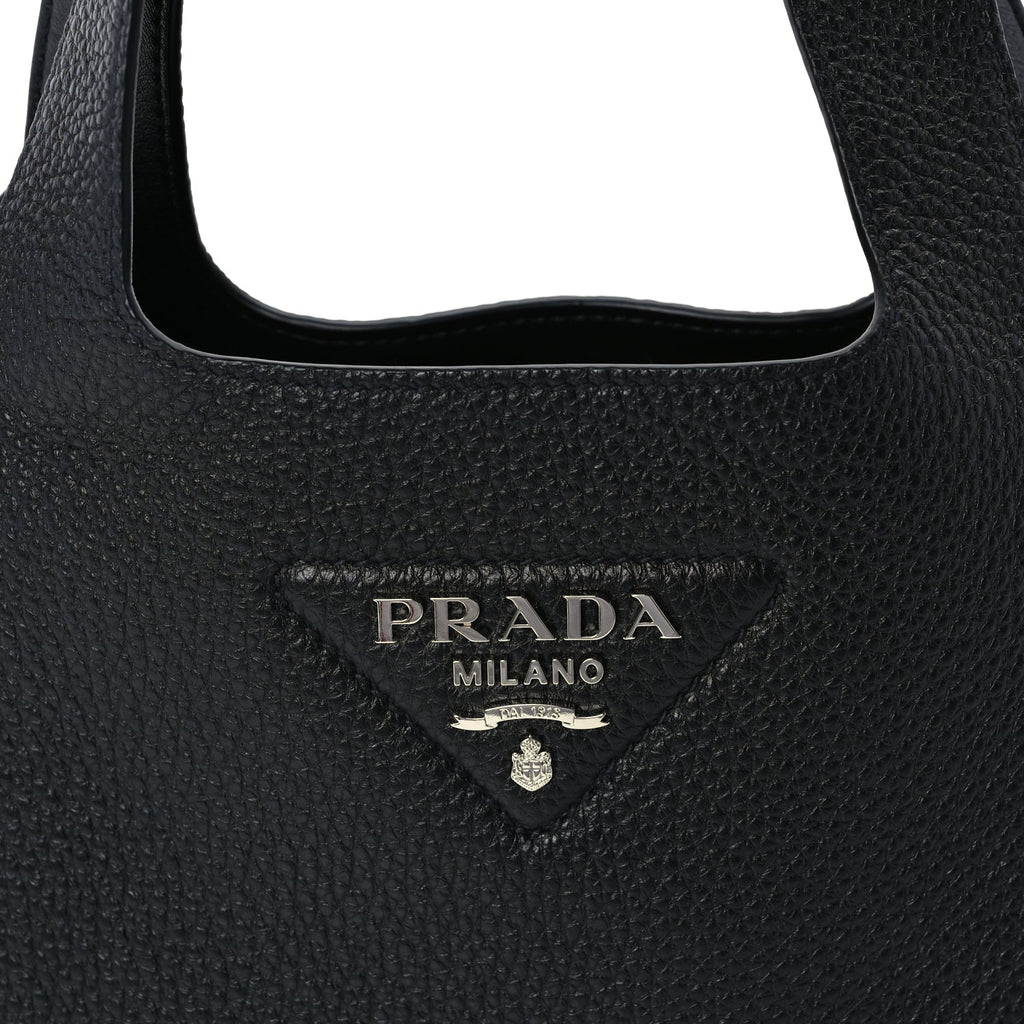 Prada Vitello Daino Soft Small Dynamique Tote Black