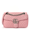 Gucci Calfskin Matelasse Small GG Marmont Shoulder Bag  Wild Rose
