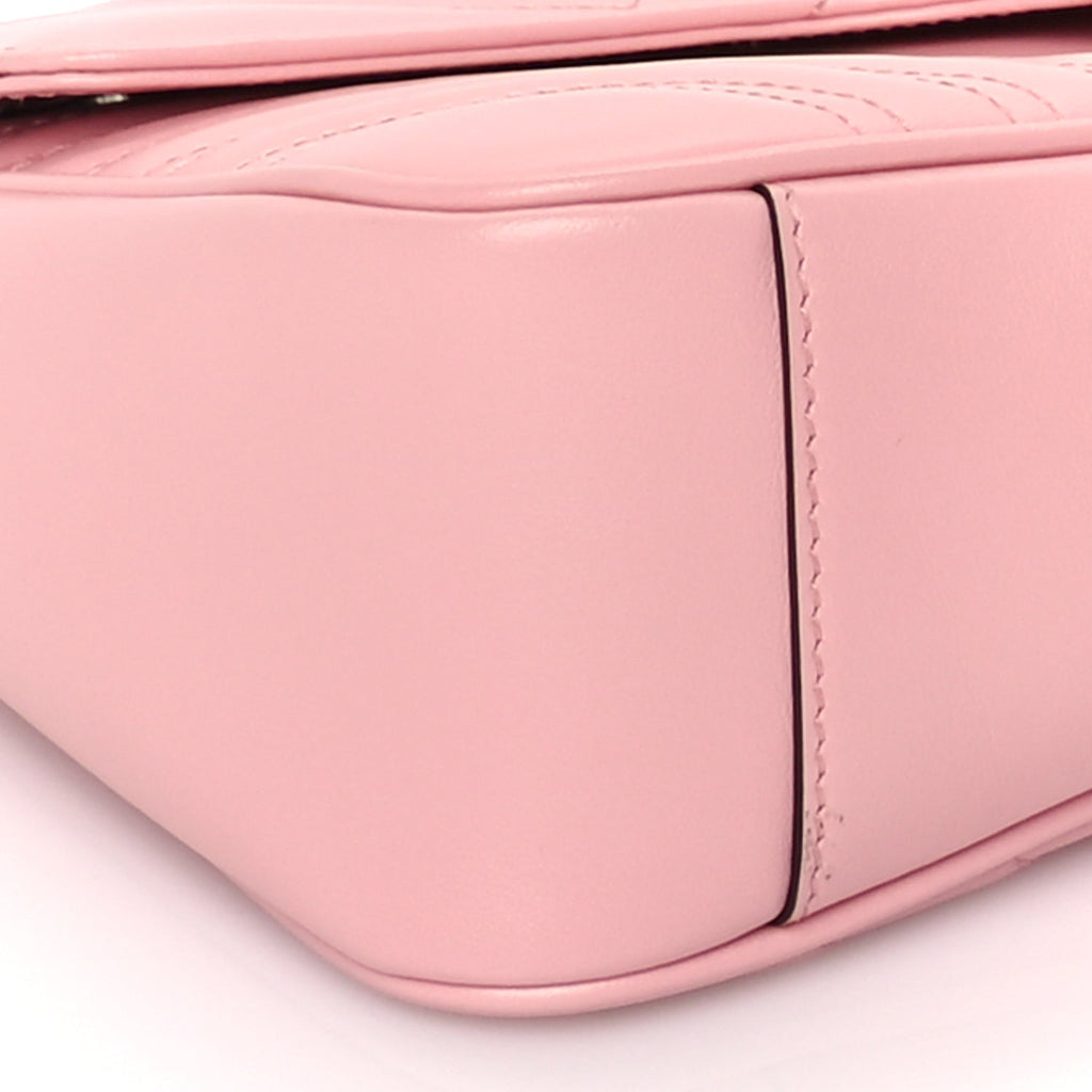 Gucci Calfskin Matelasse Small GG Marmont Shoulder Bag  Wild Rose