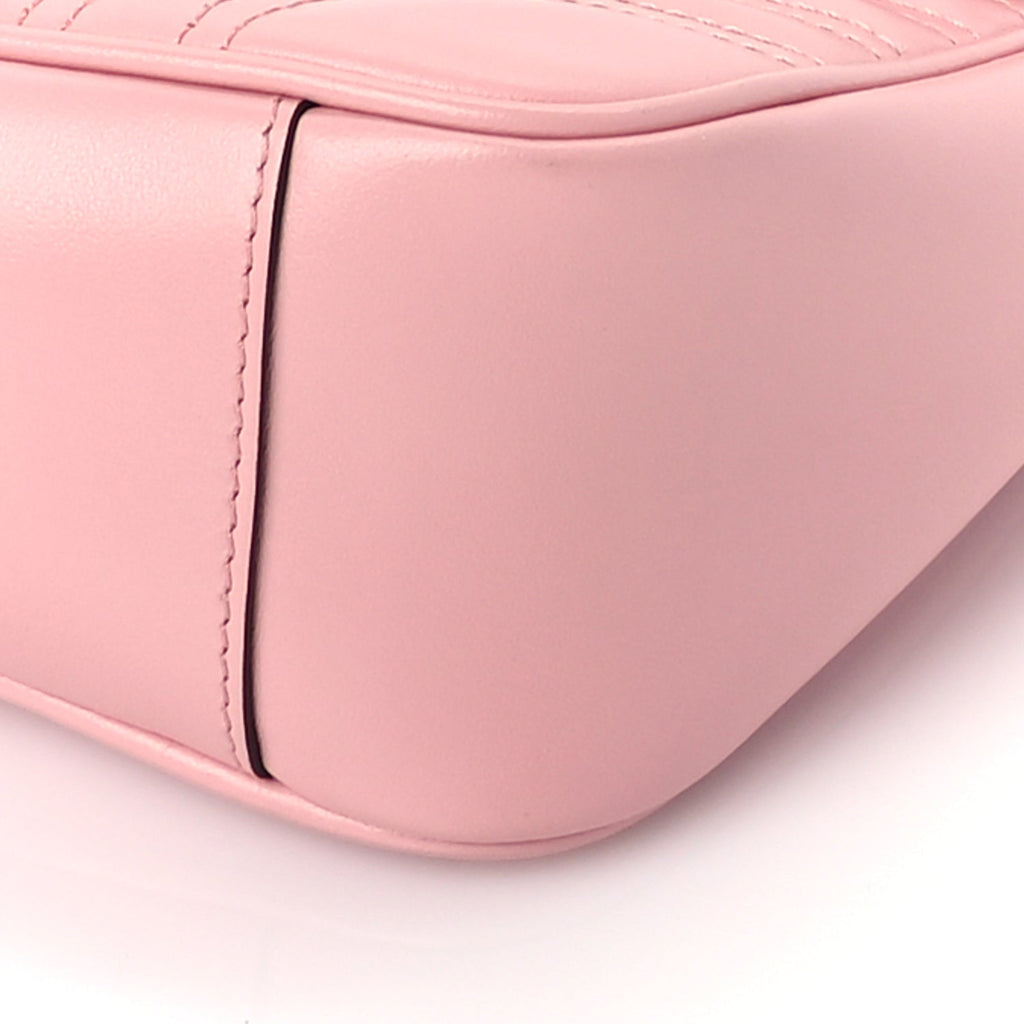 Gucci Calfskin Matelasse Small GG Marmont Shoulder Bag  Wild Rose