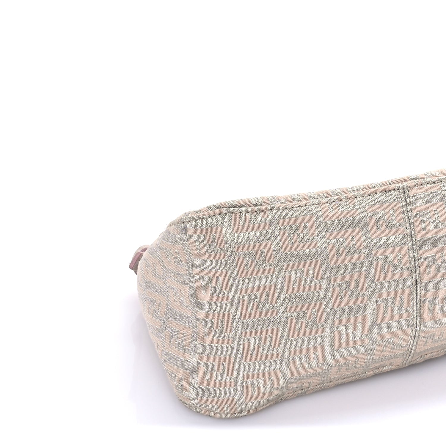 Fendi Metallic Jacquard Zucchino Suede Mini Mama Baguette  Cipria Argento Grigio