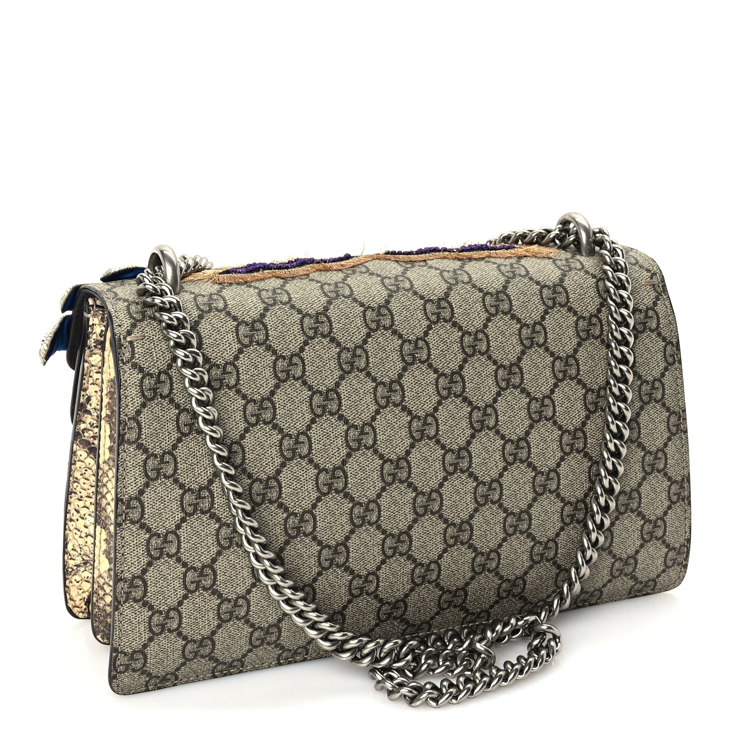 Gucci GG Supreme Monogram Snakeskin Embroidered Small Dionysus Shoulder Bag