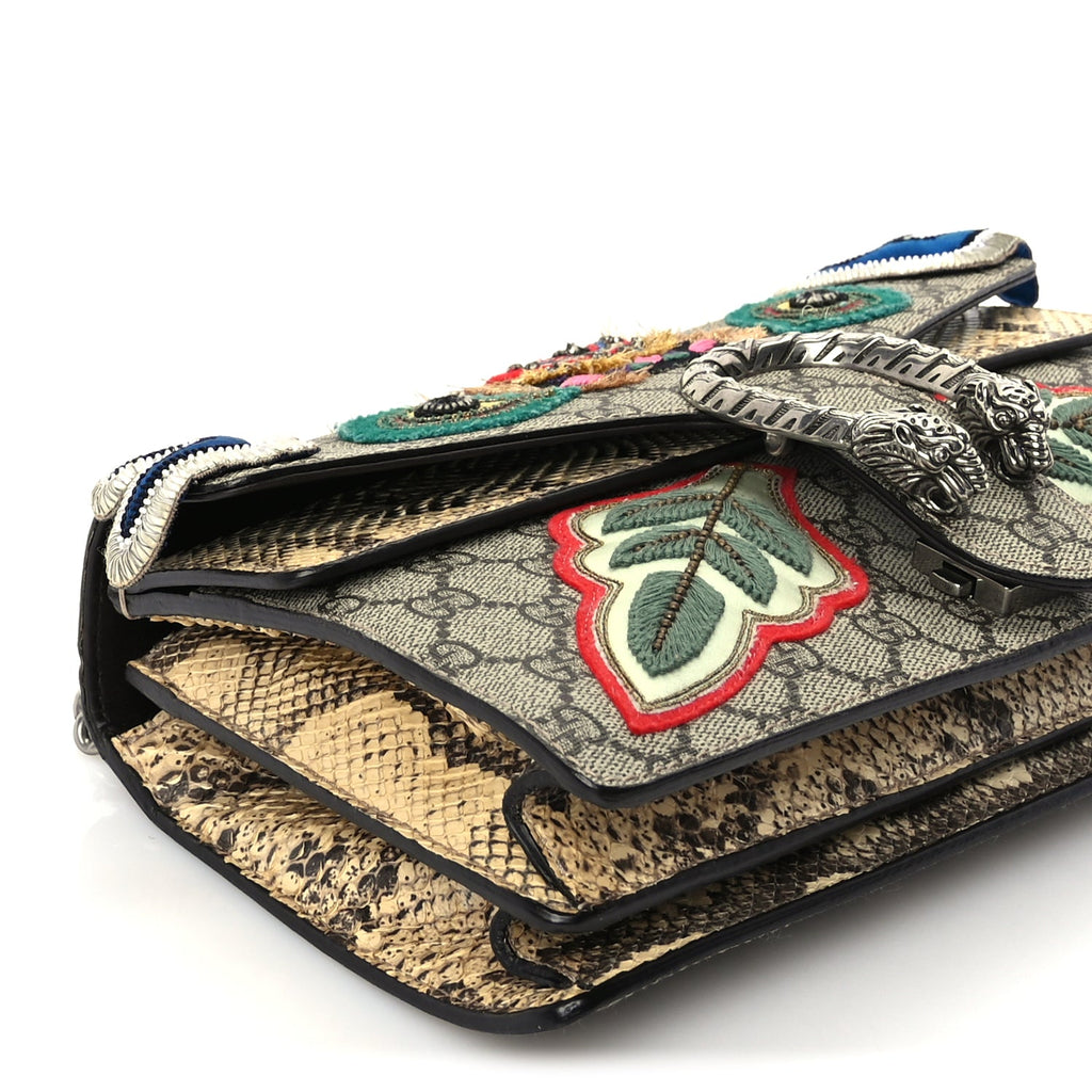 Gucci GG Supreme Monogram Snakeskin Embroidered Small Dionysus Shoulder Bag