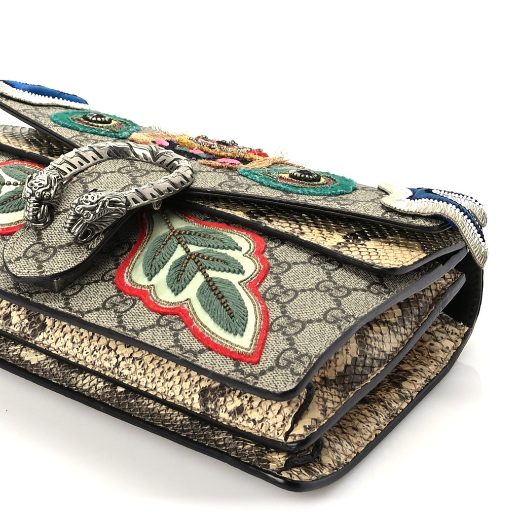 Gucci GG Supreme Monogram Snakeskin Embroidered Small Dionysus Shoulder Bag