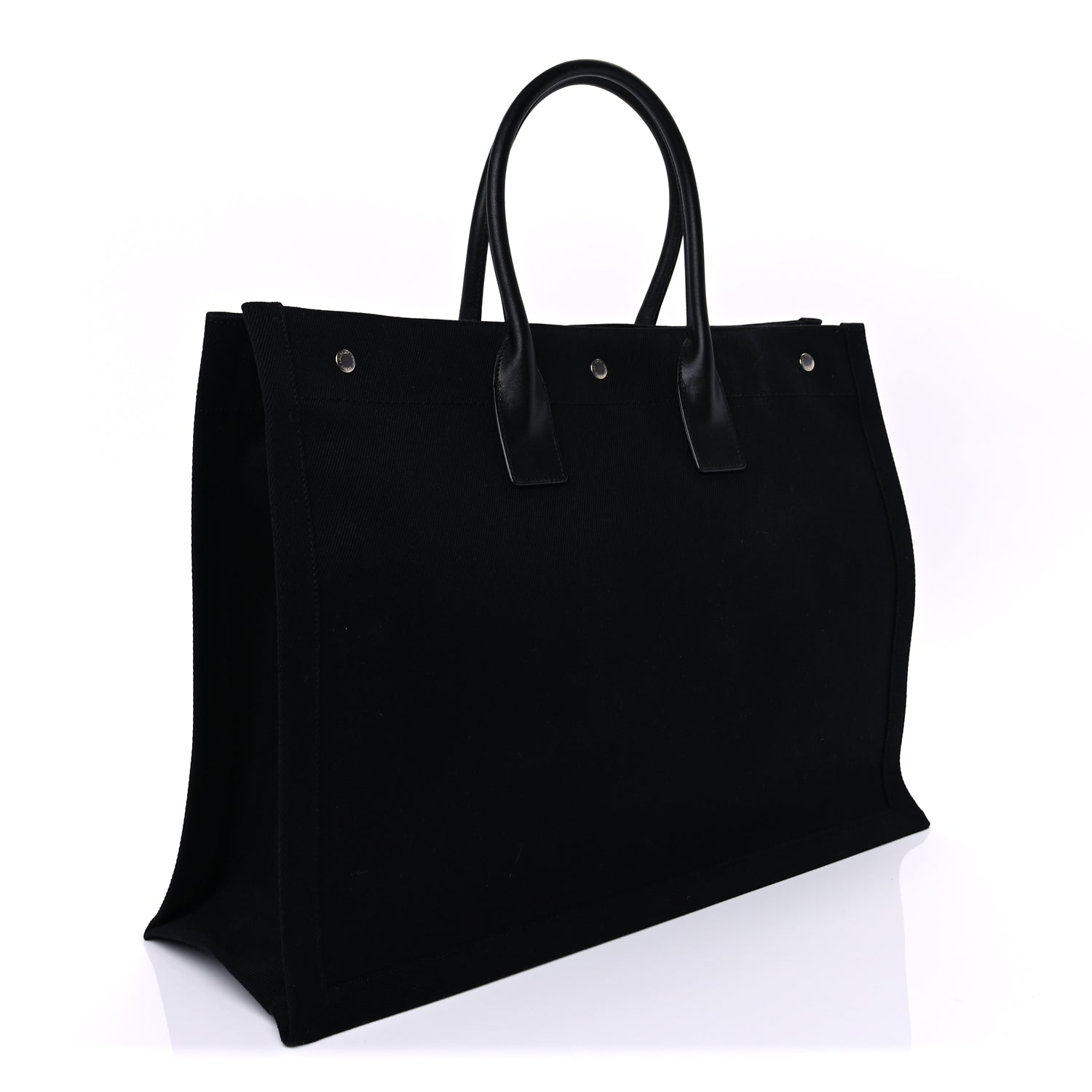 Saint Laurent Linen Calfskin Rive Gauche Tote Black