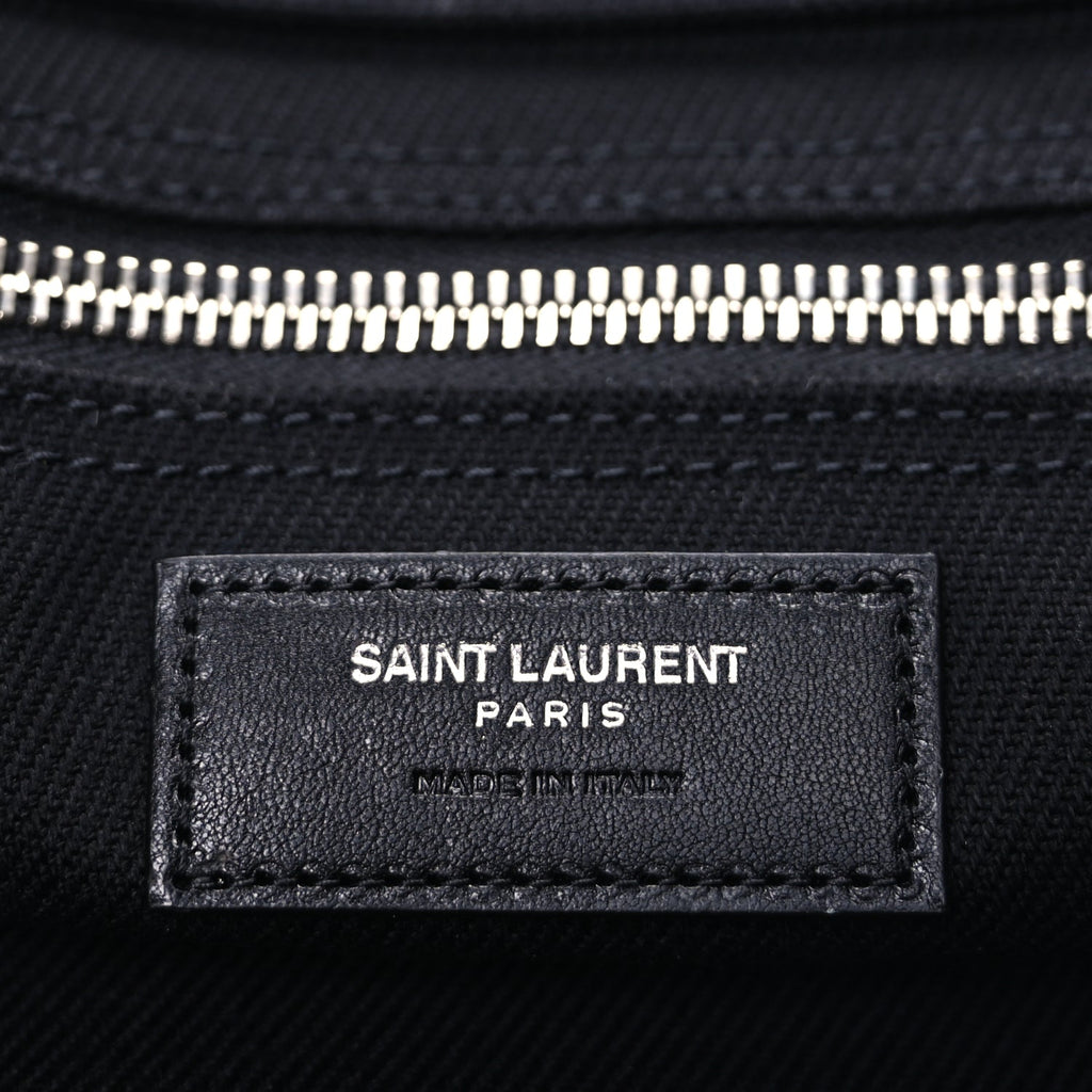 Saint Laurent Linen Calfskin Rive Gauche Tote Black