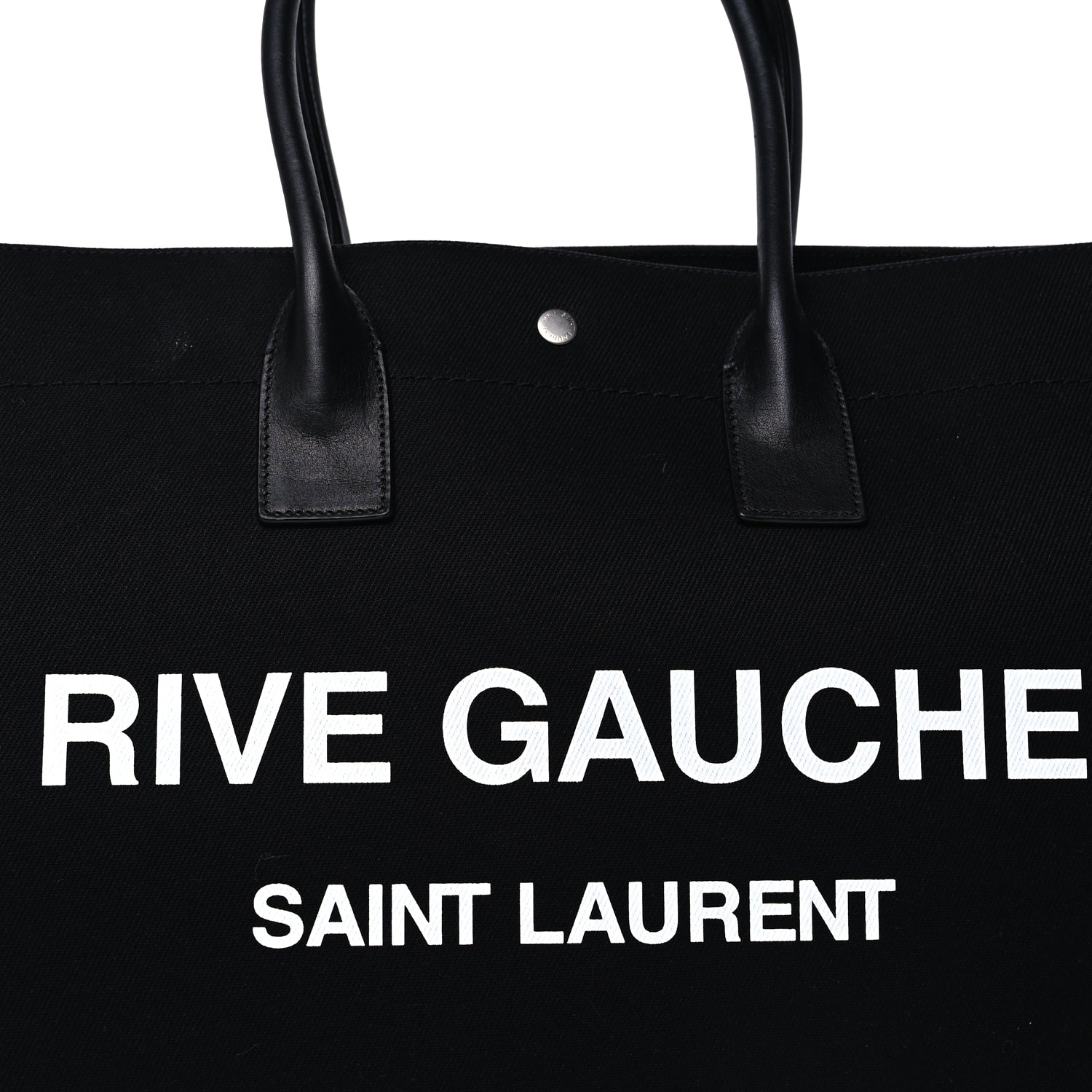 Saint Laurent Linen Calfskin Rive Gauche Tote Black