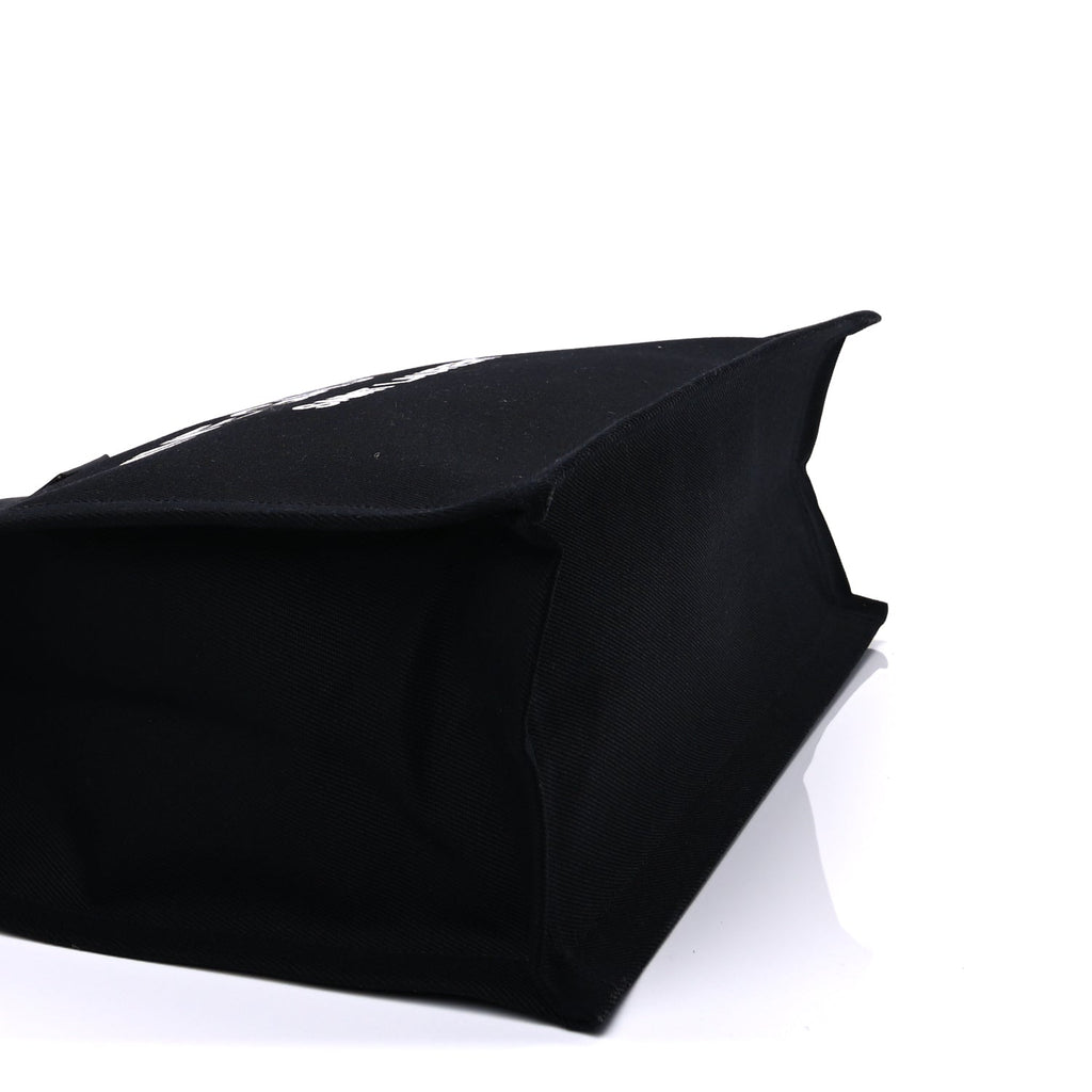 Saint Laurent Linen Calfskin Rive Gauche Tote Black